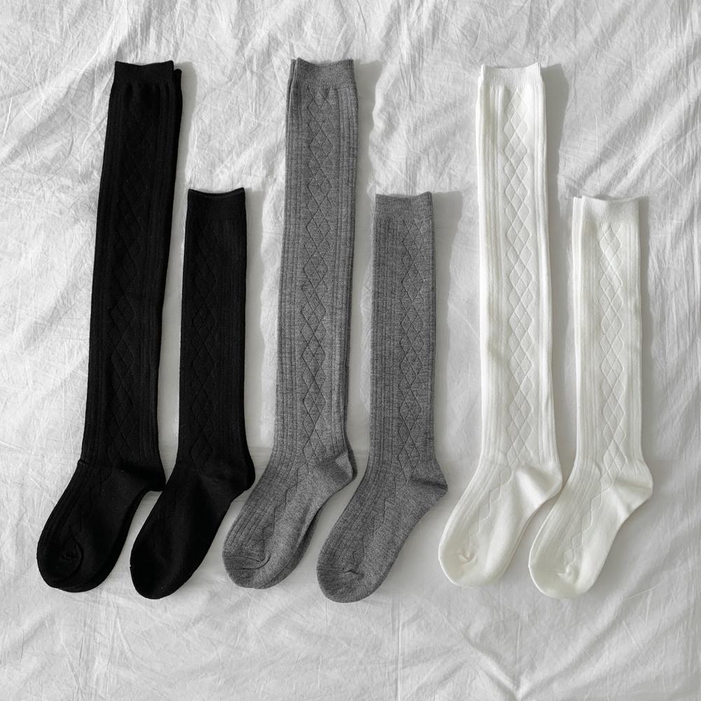 비마이뮤즈 [흘러내림X/2기장] 리트 미들 롱 긴양말 겨울 가을 레그워머 니삭스 반스타킹 레이어드 아가일 꽈배기 중목 장목 골지 양말