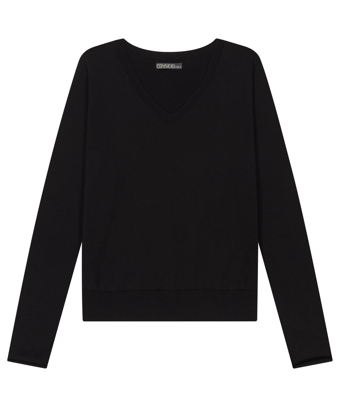 038 BASIC V-NECK KNIT BLACK