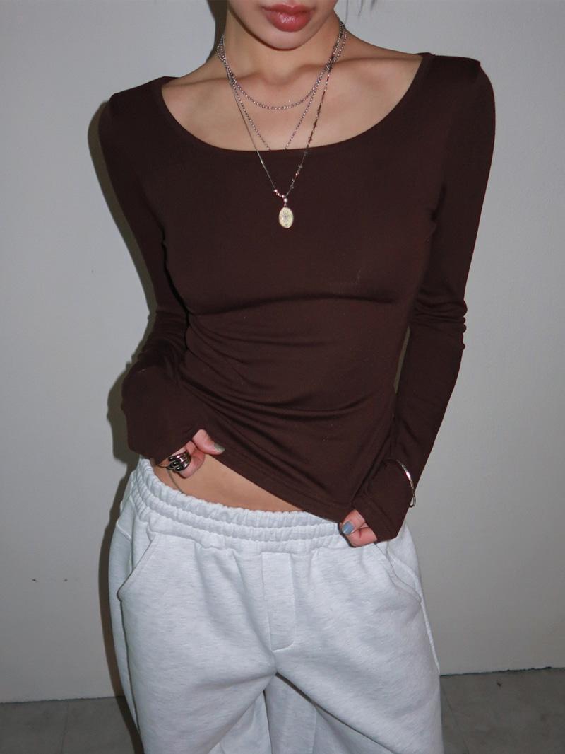 U넥슬림핏긴팔티-T