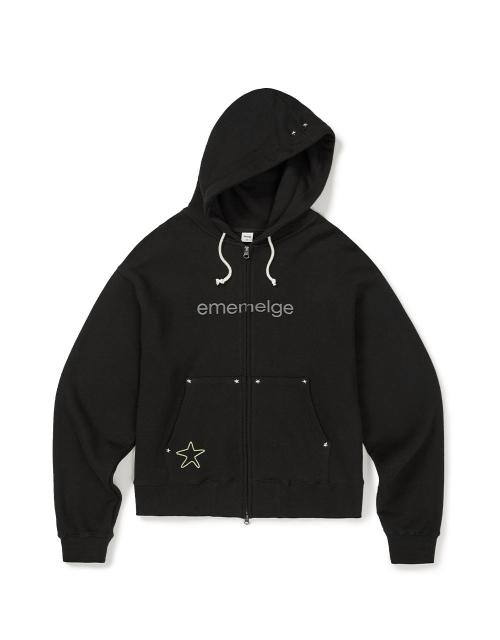 [Mmlg] STAR HOOD ZIPUP (EVERY BLACK)