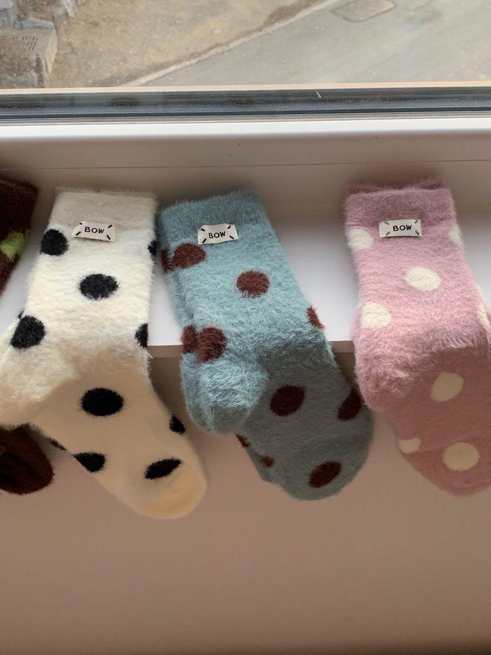 머쉬랩 (5color) 폴카 도트 수면양말 수족냉증 겨울