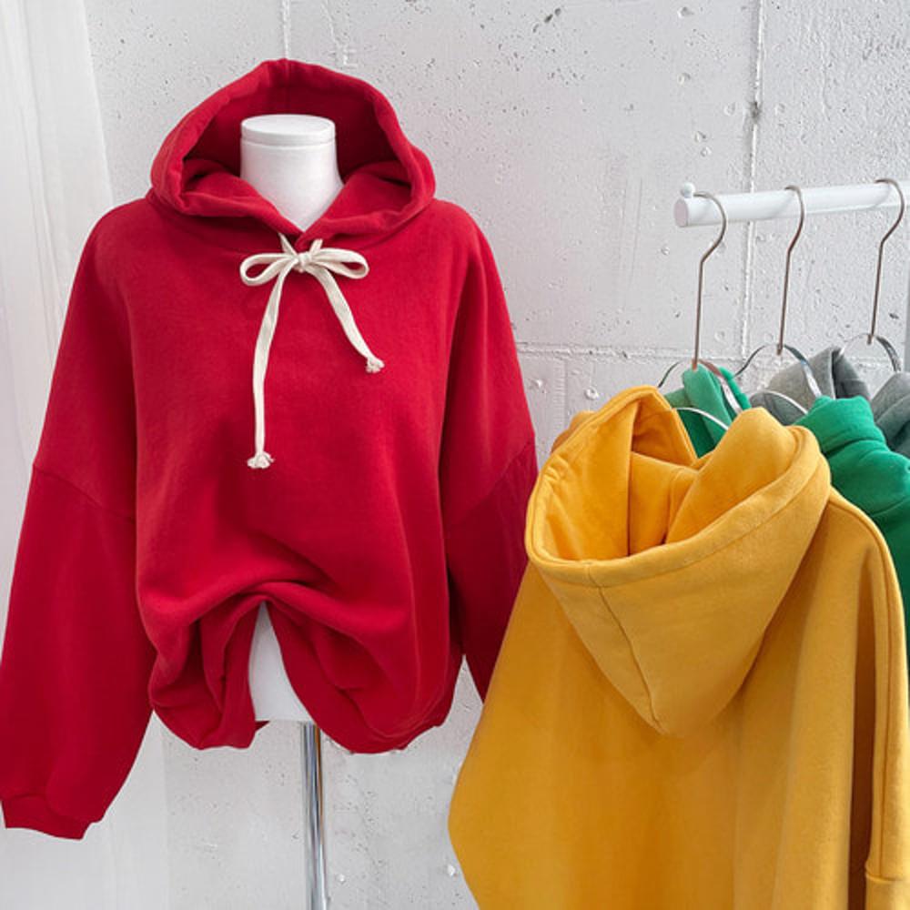 무지 루즈핏 여성 양기모 후드 티셔츠