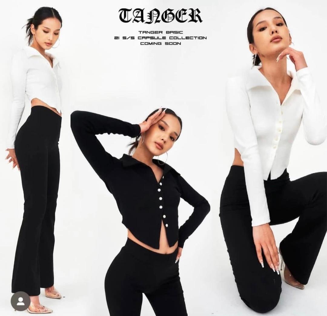 탠저 크롭 긴팔 셔츠 블랙 | 후루츠패밀리