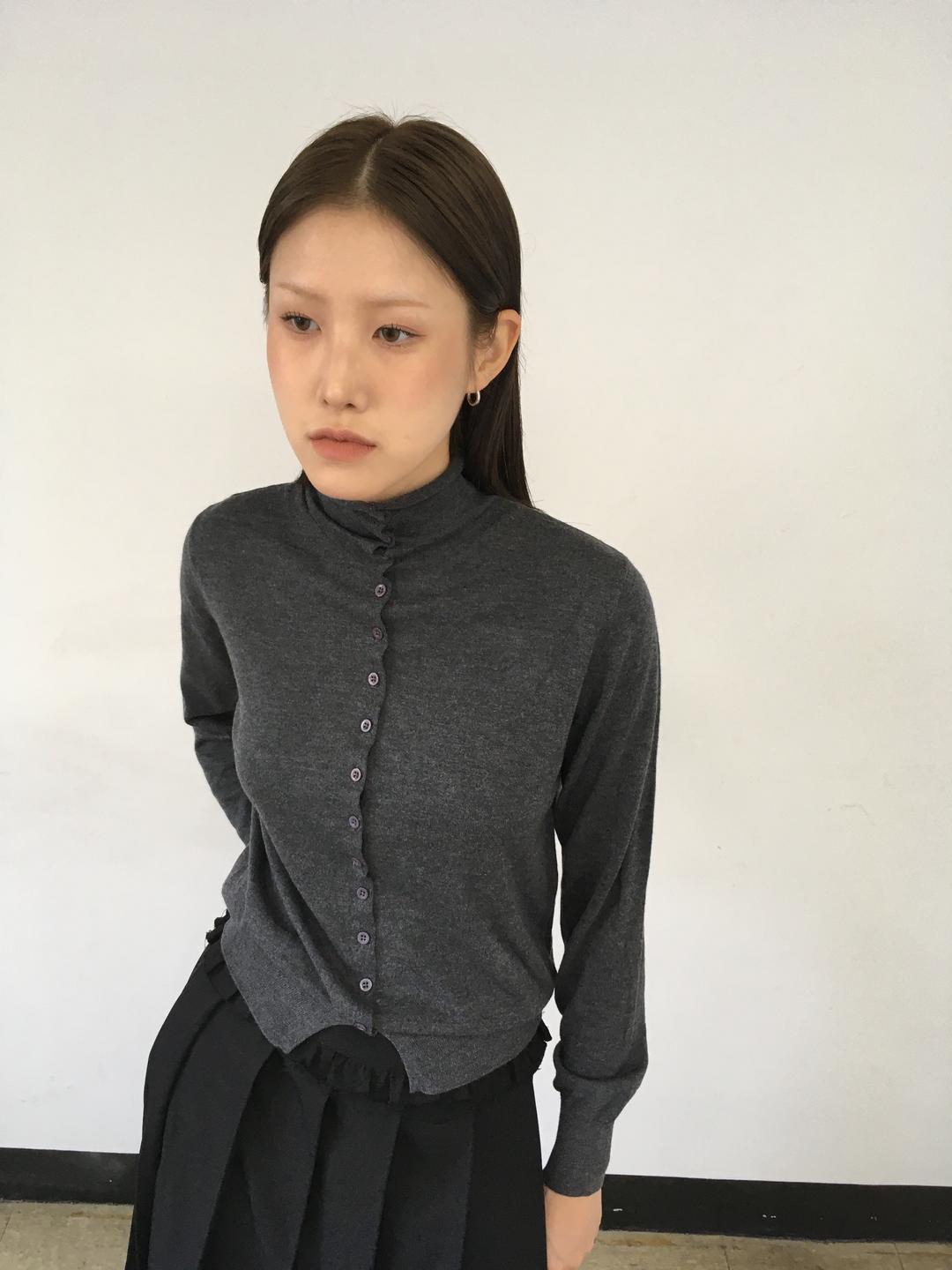 BUTTON HIGH NECK CARDIGAN KNIT