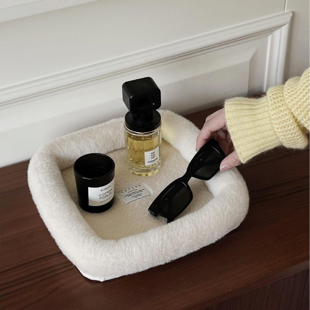 Soft Plush Tray 부드러운 극세사 패브릭 현관 차키 시계 악세사리 트레이 홀더