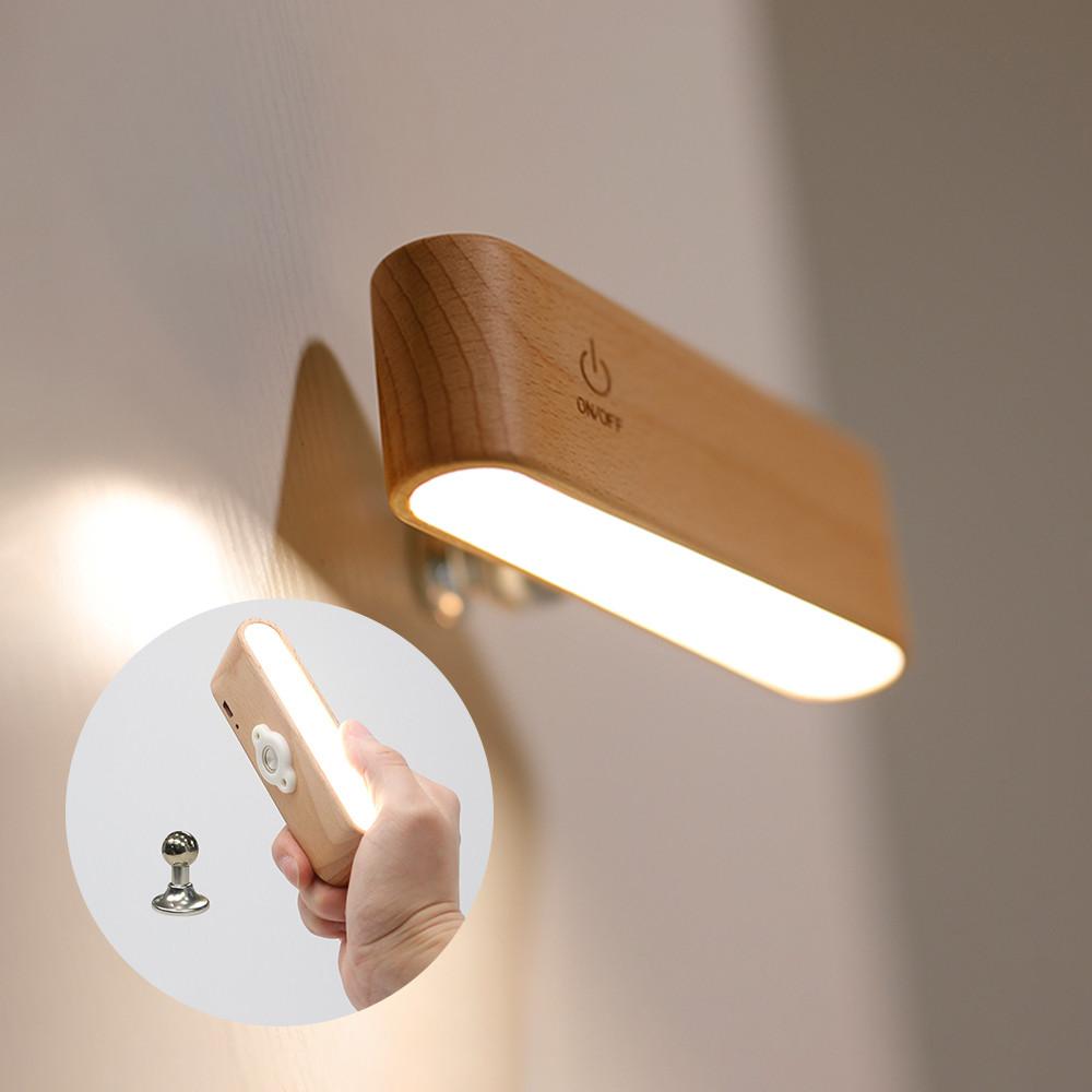충전식 마그네틱 탈부착 우드 벽 조명 등 무드등