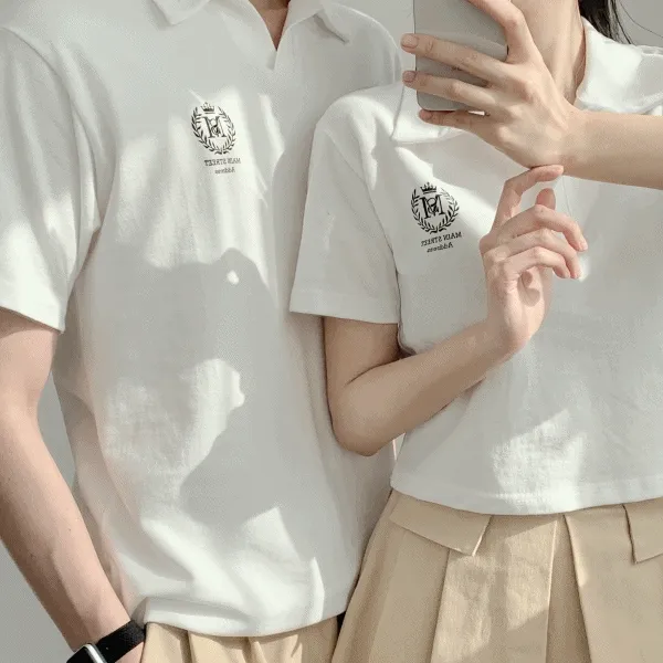 Crown 카라 PK 시밀러 (4color) #1817 카라티셔츠 피케이 크롭 슬림 루즈 오버핏 커플 시밀러 데일리 파티룩 유니섹스 남여공용 빅사이즈 오버핏 데이트 룩