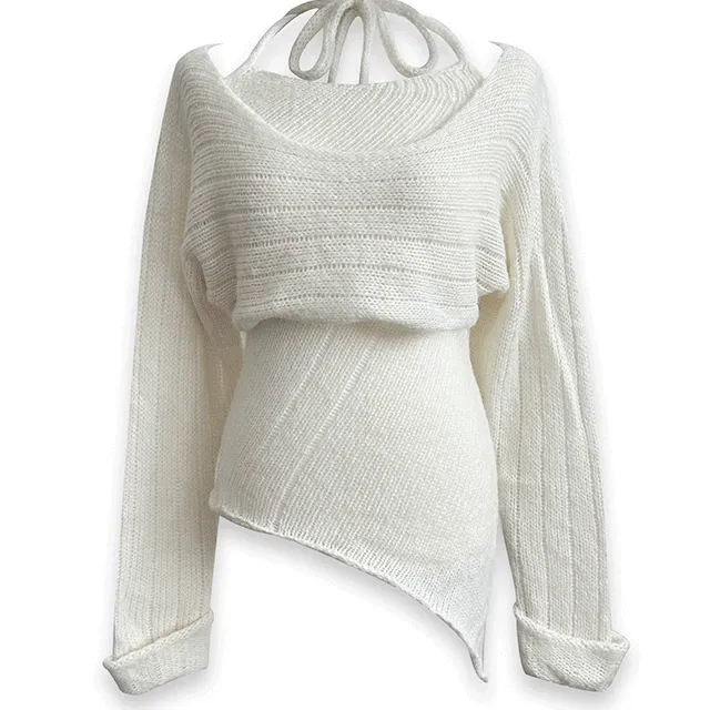 [당일🤍/고퀄ver] 한소희 홀터넥+볼레로 니트 코디세트 투피스