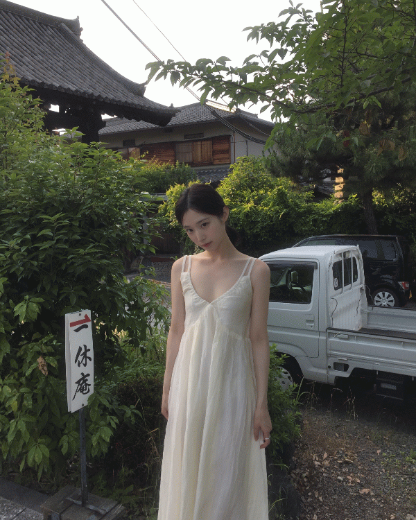 데이빈 밤비 링클 나시 롱 원피스 ops