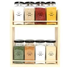핸드팩토리 양념통 사각 라지 블랙캡 8p + 2단 우드선반 대 + 두 쿠킹 라벨