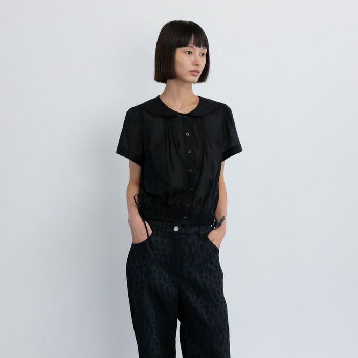 SHEER COTTON SAILOR SHIRT / BLACK