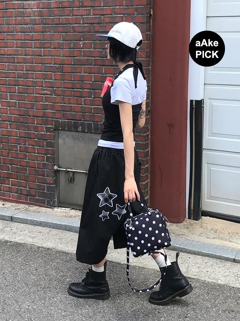(2-WAY) DOT SQUARE BAG (white / black)