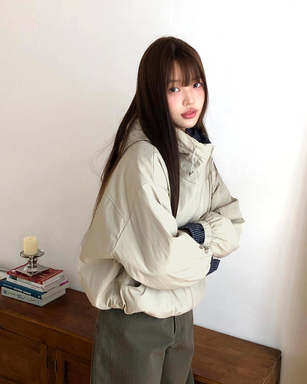 원더원더 [털안감🧶/누빔🌡️/2WAY] 누아 체크 후드 오버핏 누빔 패딩