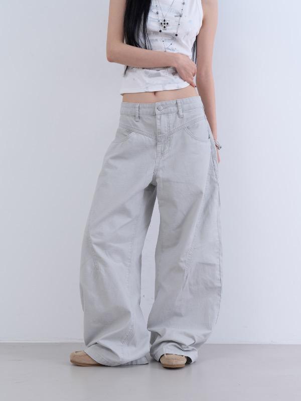 panel cut wide leg pants