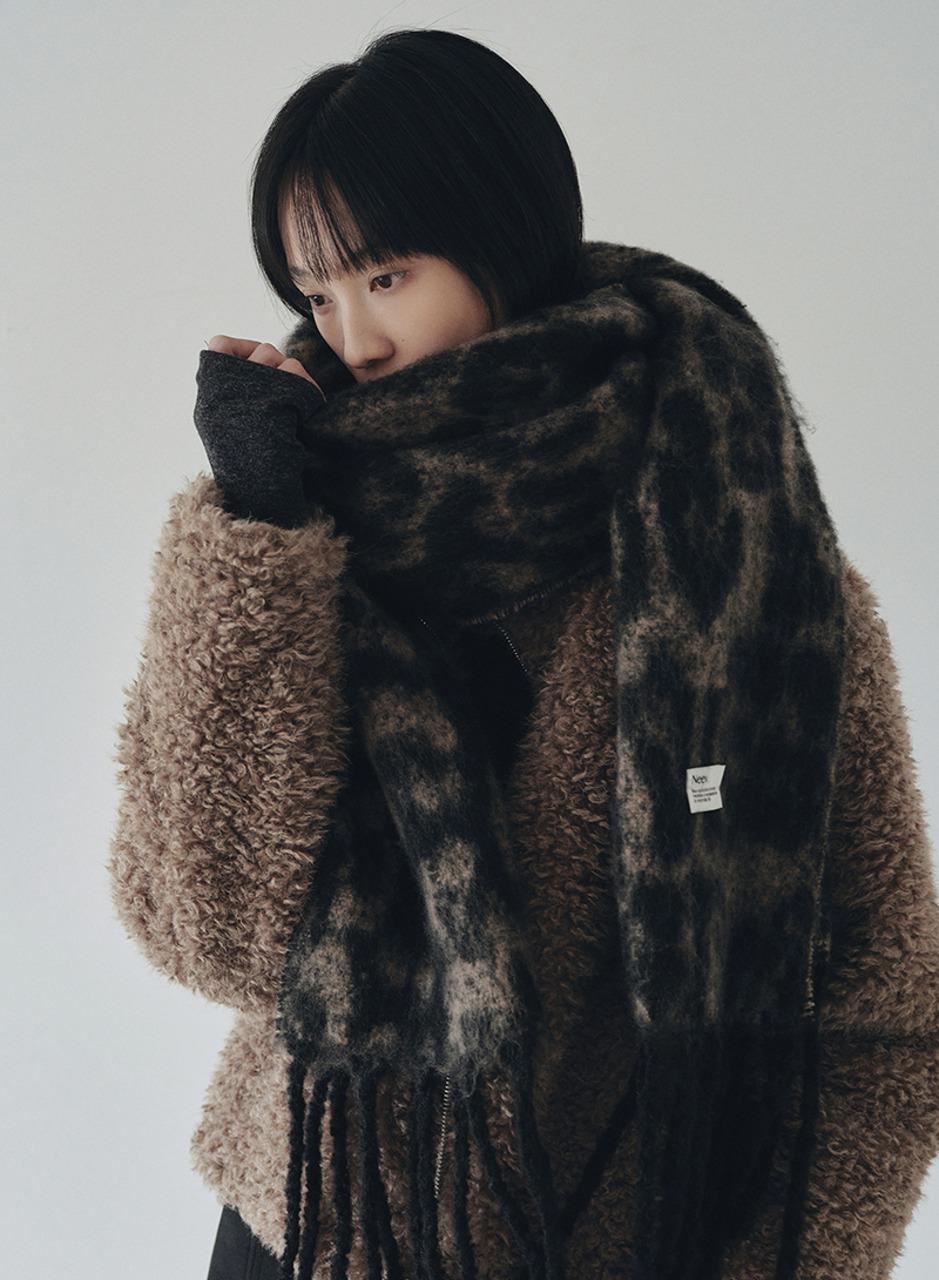 [니브] Leopard Tassel Muffler (Brown)