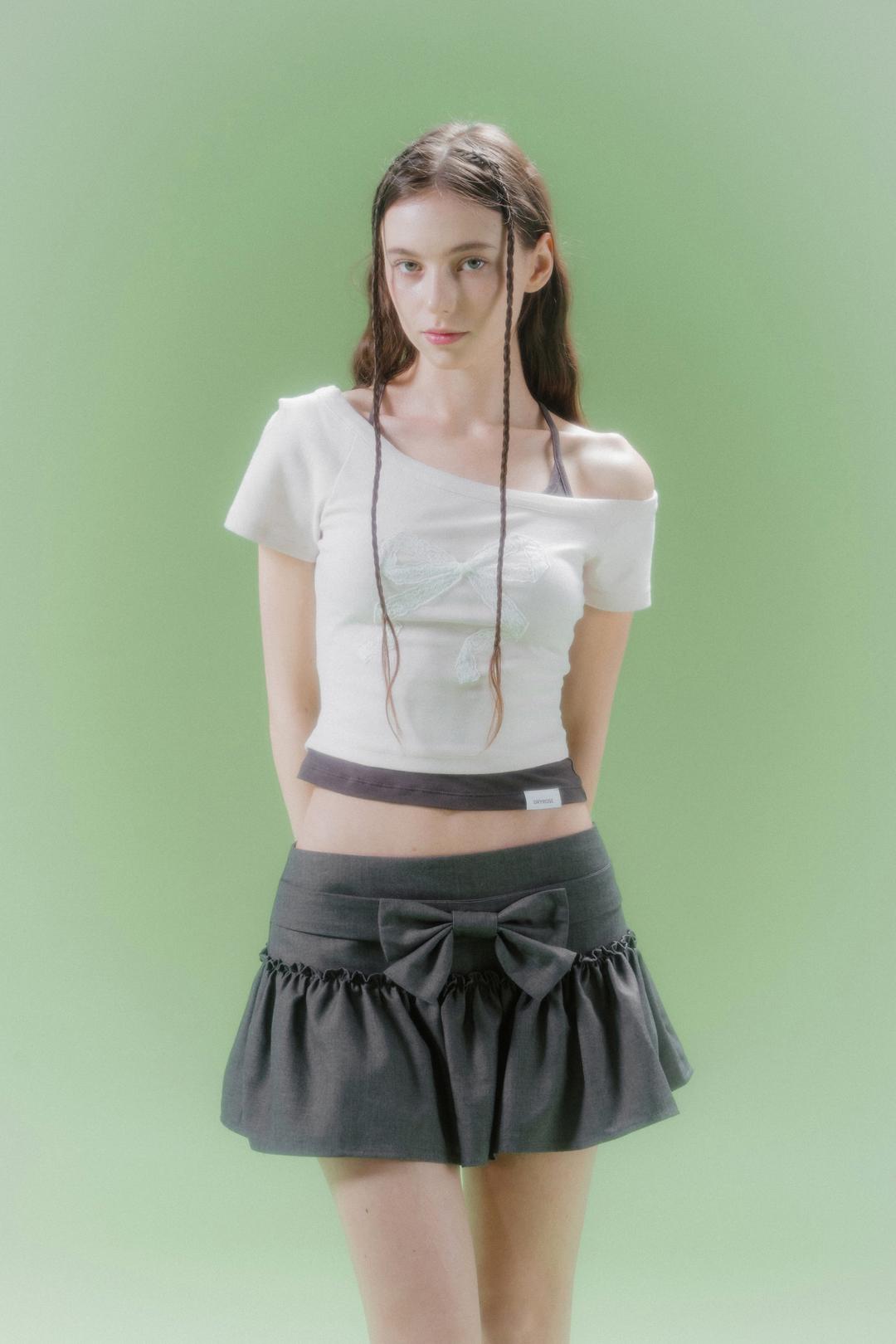 ONE-SHOULDER RIBBON TOP (PINK)