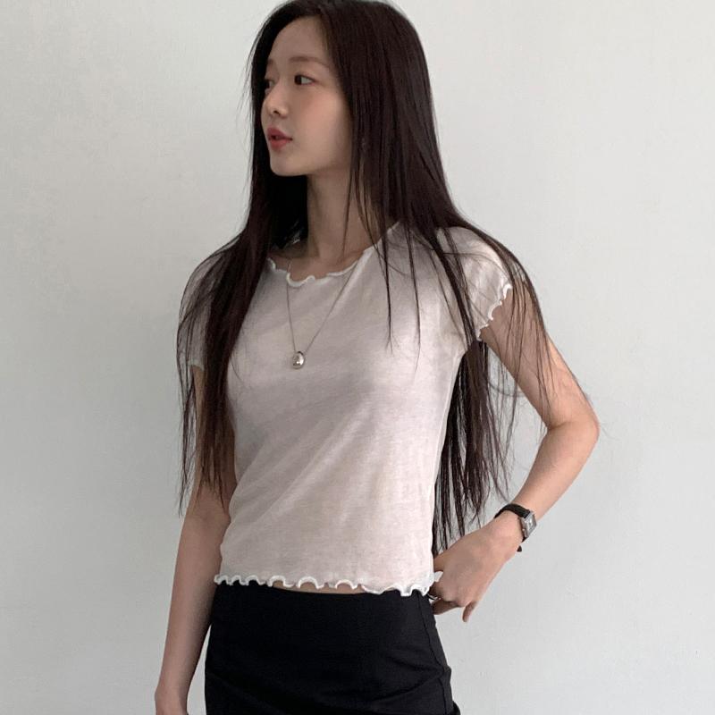 프롬비기닝 에르모 웨이브 텐셀 반팔티 (5color) (하객룩 반팔 반팔티 하객 휴양지 휴양지룩 티셔츠 스트라이프티 기본티 여름)