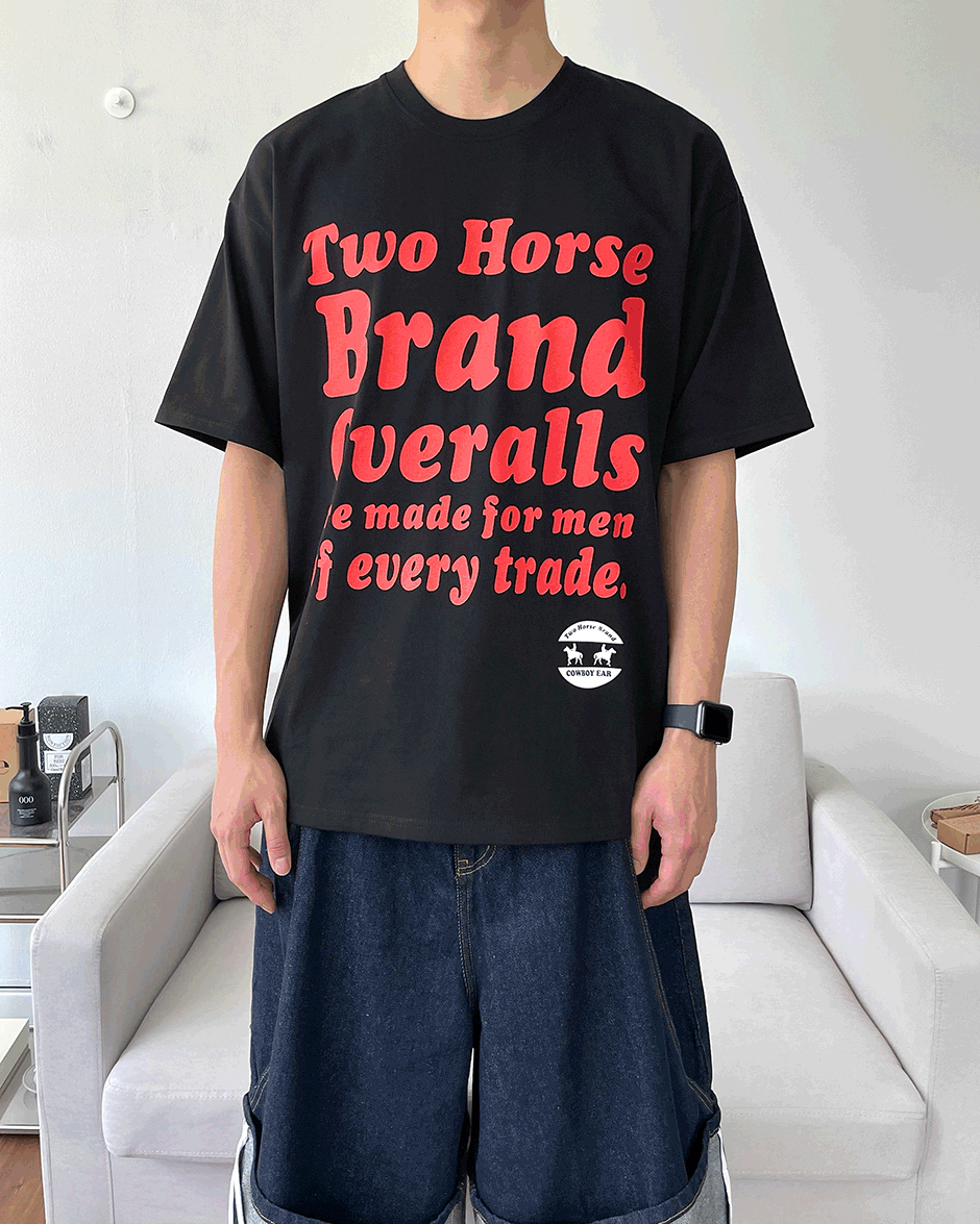 카우 레터링 반팔티 3C