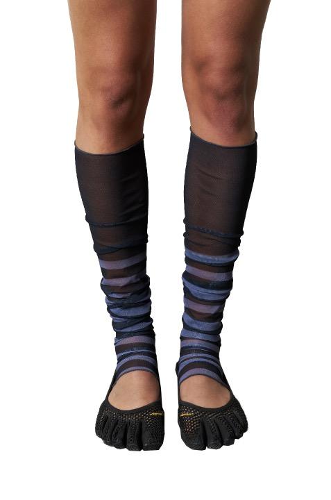 Dark Stripe Mesh  Leg Warmers, Long