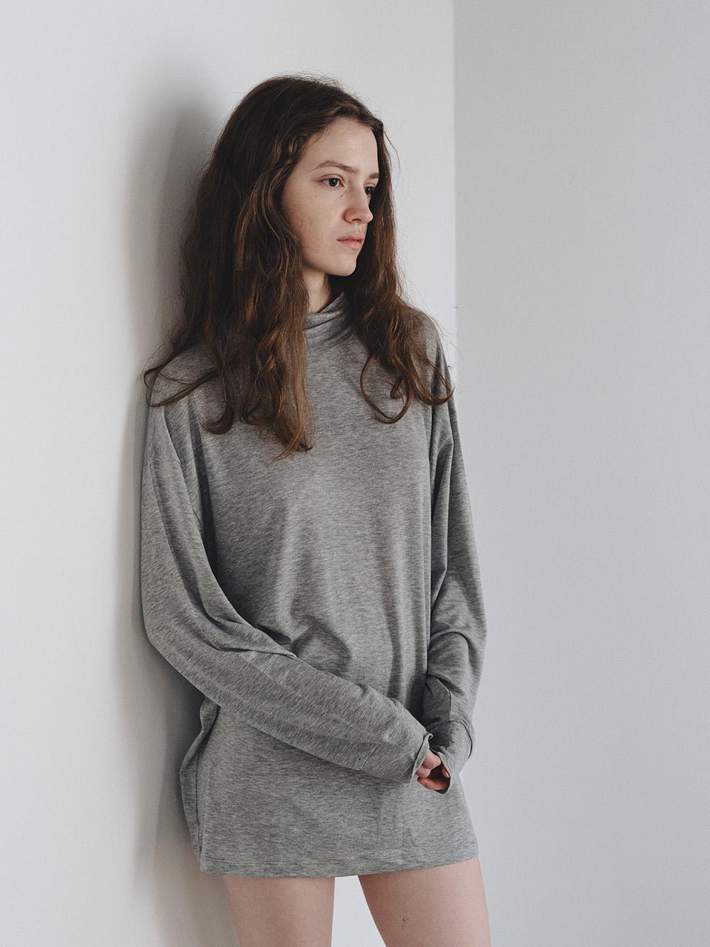 Soft loose-neck top - Melange Gray