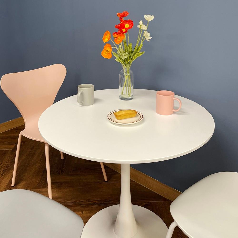 비셀리움 원형 테이블 화이트 카페 테라스 라운드 스타일 2인 4인 6인 식탁
