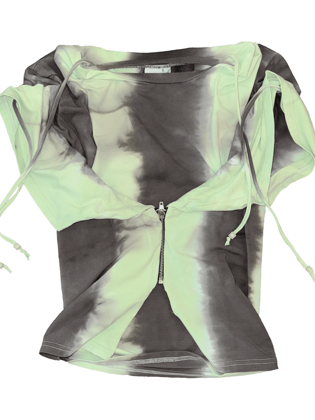 Zipper Tee - Green/Grey - XS