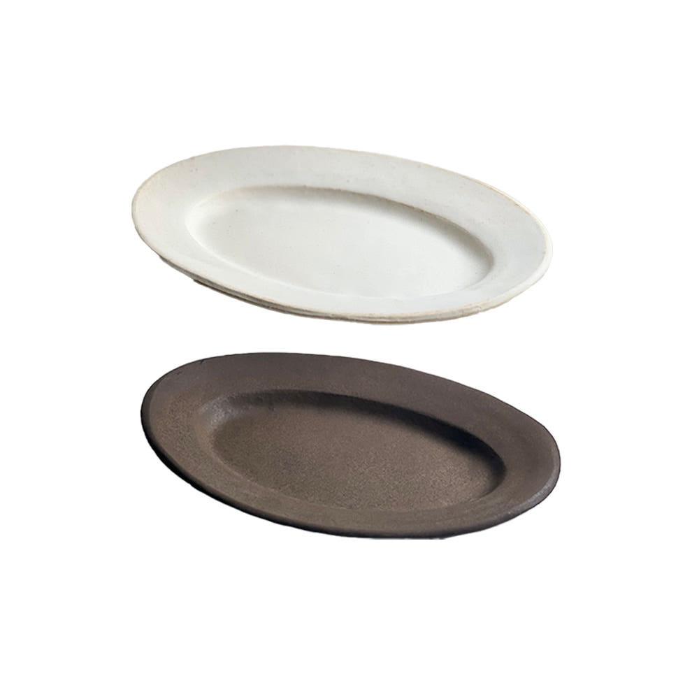 [Artisan potrie] 시지푸스 타원 접시_아이보리, 브라운 / 브런치 접시 / 집들이 선물 / 결혼선물
