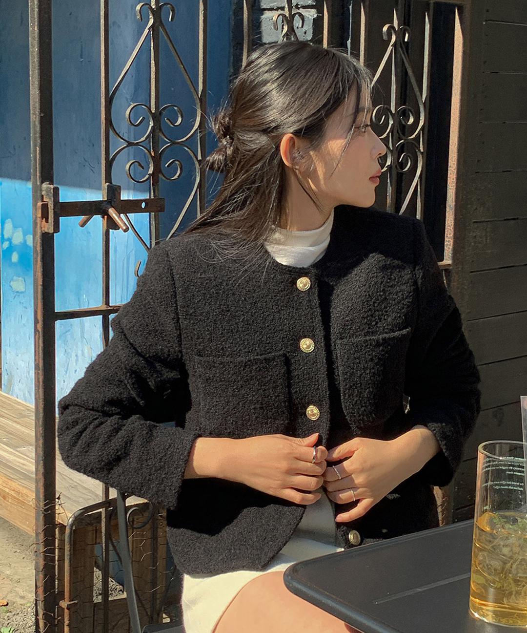 케이클럽 [단독][MADE]멜라 부클 누빔 트위드 자켓 (S-XL/2천장돌파/하객룩/겨울자켓/출근룩/오피스룩/데일리룩/겨울아우터)