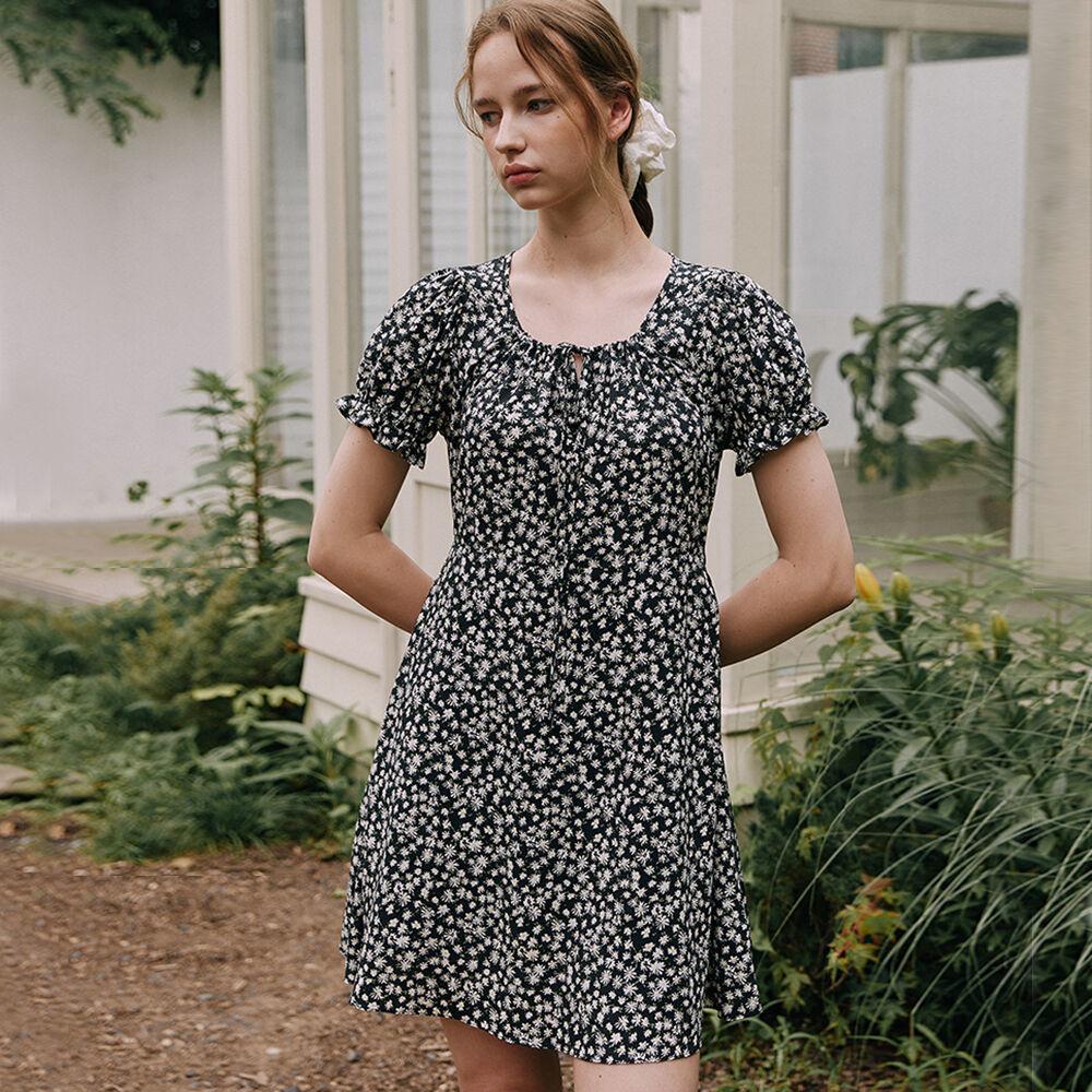 Daisy flower Mini dress - Black