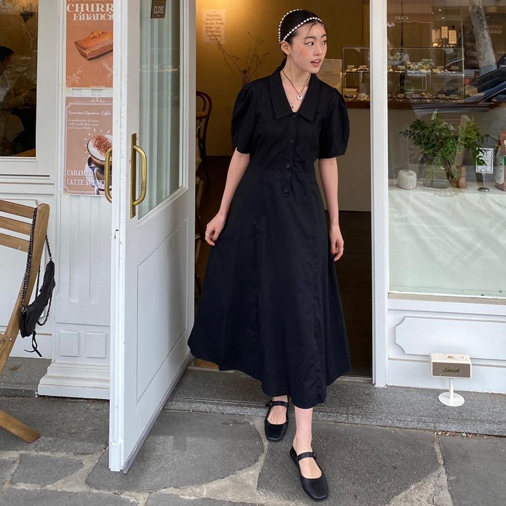 CRINKLE VOLUME COLLAR DRESS_3 color