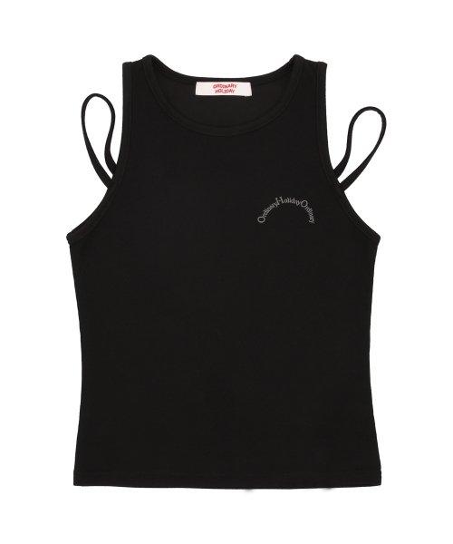 슬릿 숄더 나시 티셔츠 [BLACK]