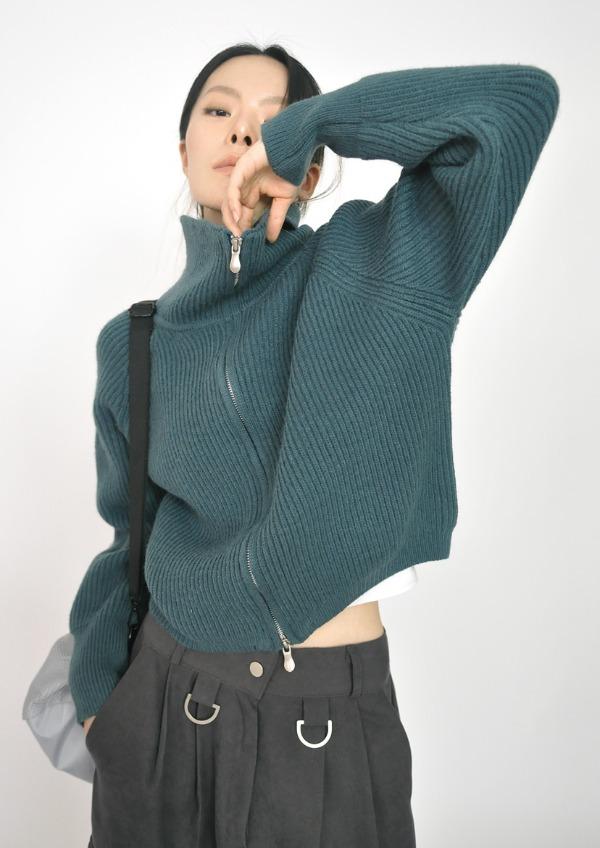 high neck knit cardigan(4color)