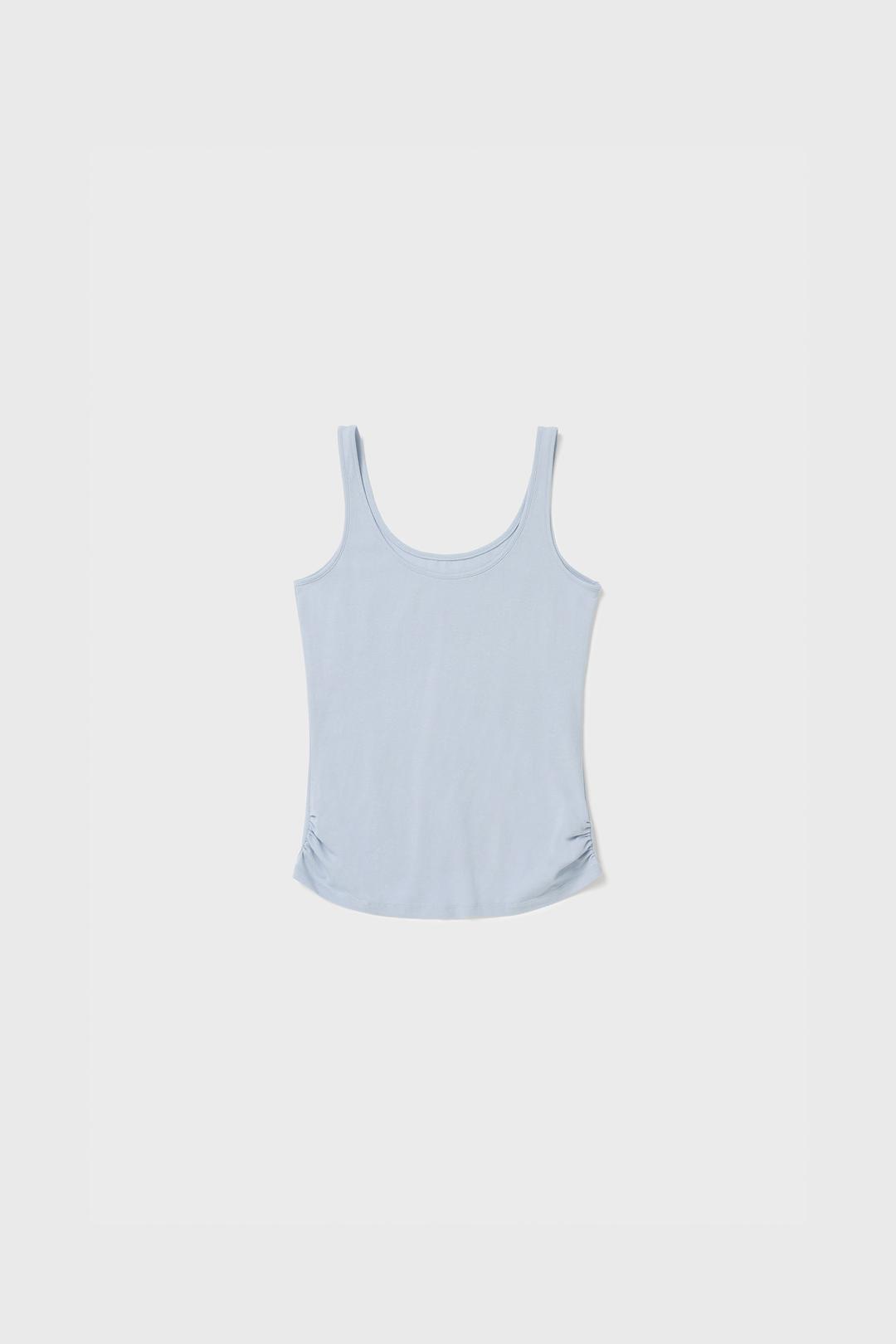SIDE SHIRRING SLEEVELESS TOP (LIGHT BLUE)