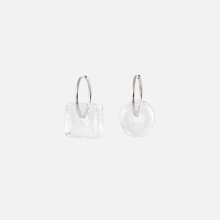 Glass Tube Hoop Earring (clear)