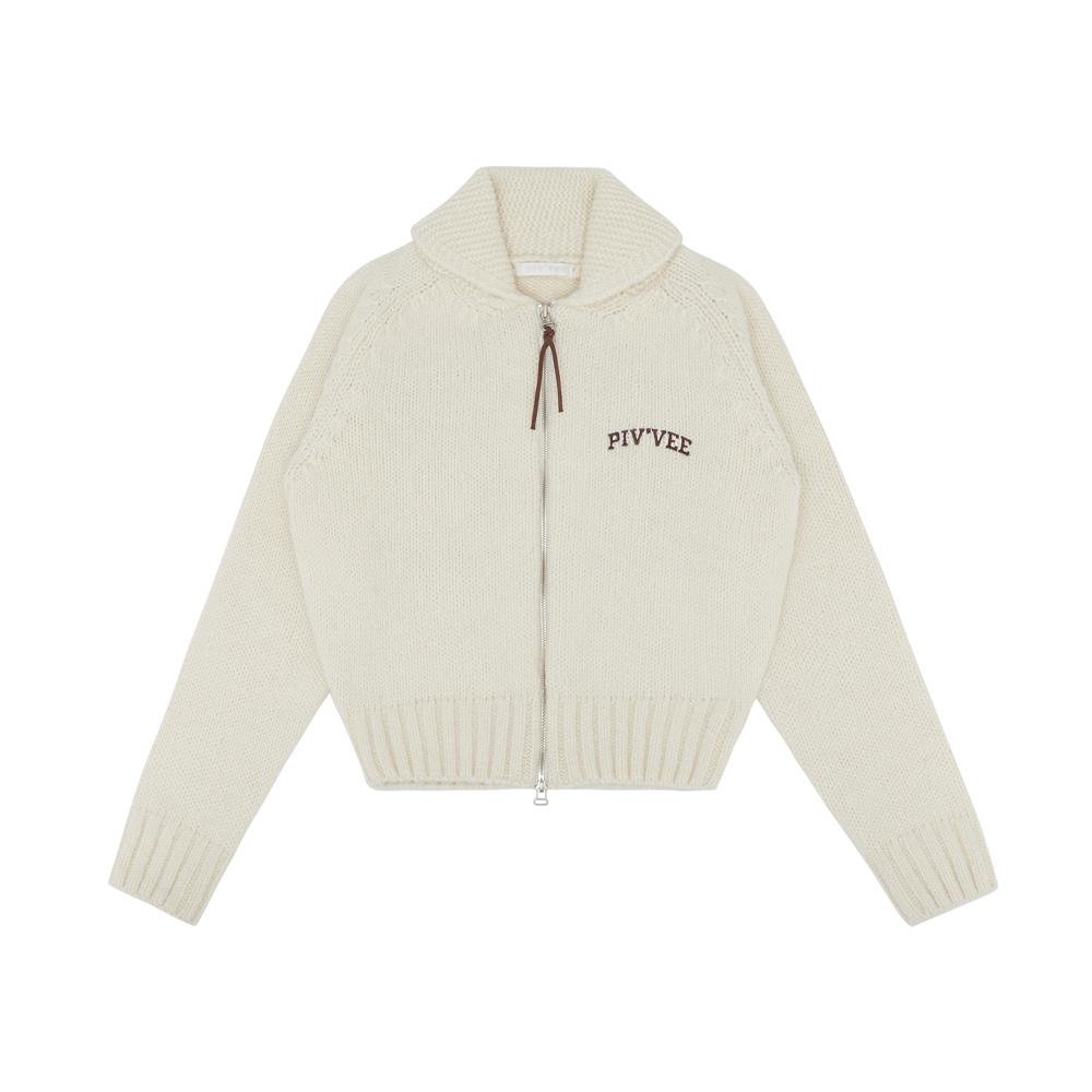 [2차] Pony Jacquard Zip-up Cardigan (sand beige)