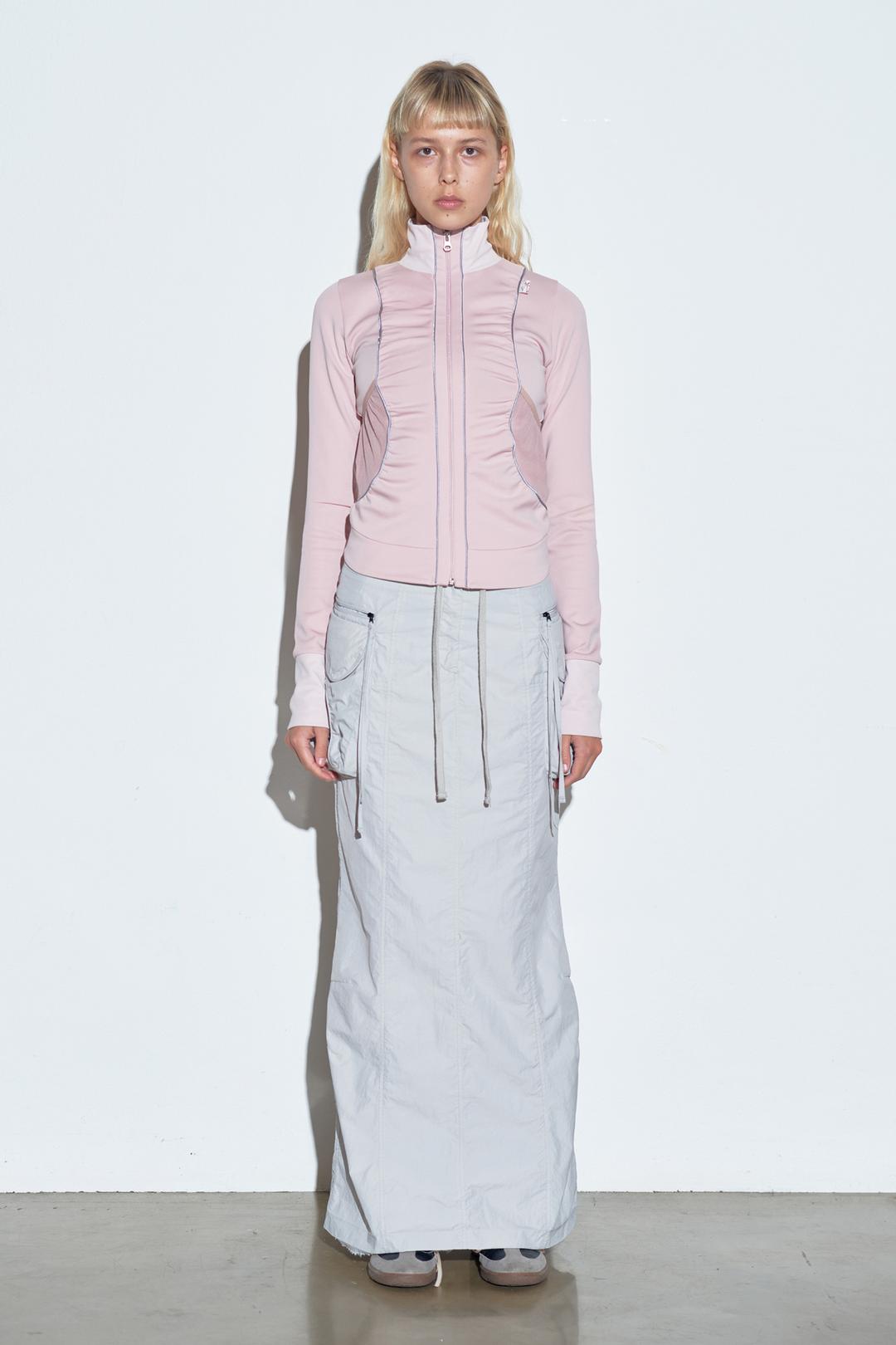 Shirring Zip-Up Jersey Ballerina Pink