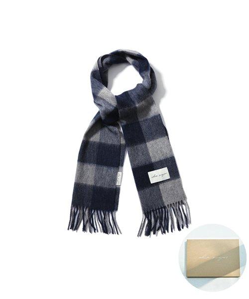 [기프트박스]_패턴 버진울 머플러_네이비