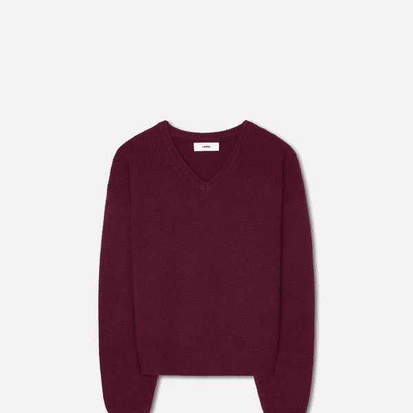 Winslo trim panel v-neck sweater sangria