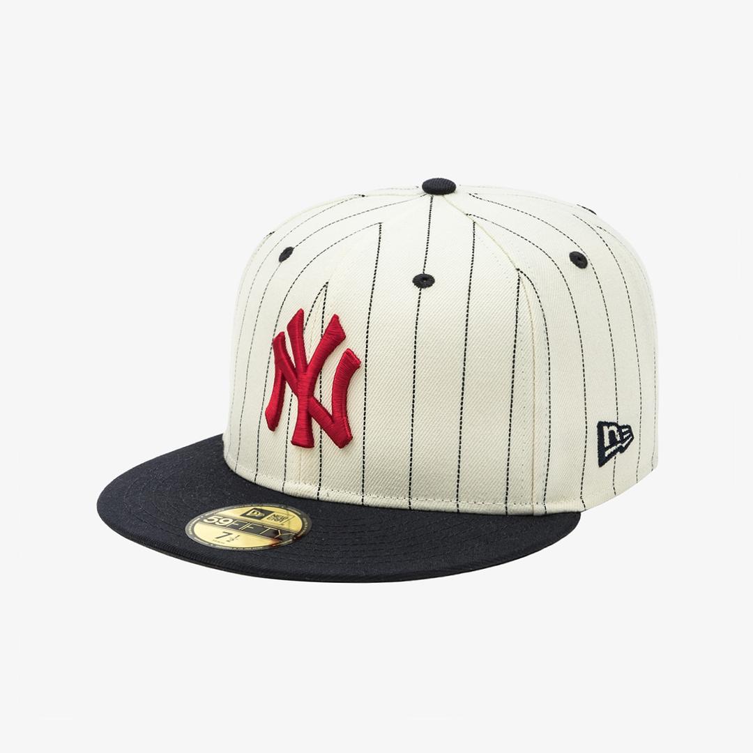 MLB 뉴욕 양키스 헤리티지 스트라이프 사이즈캡 크롬화이트/네이비