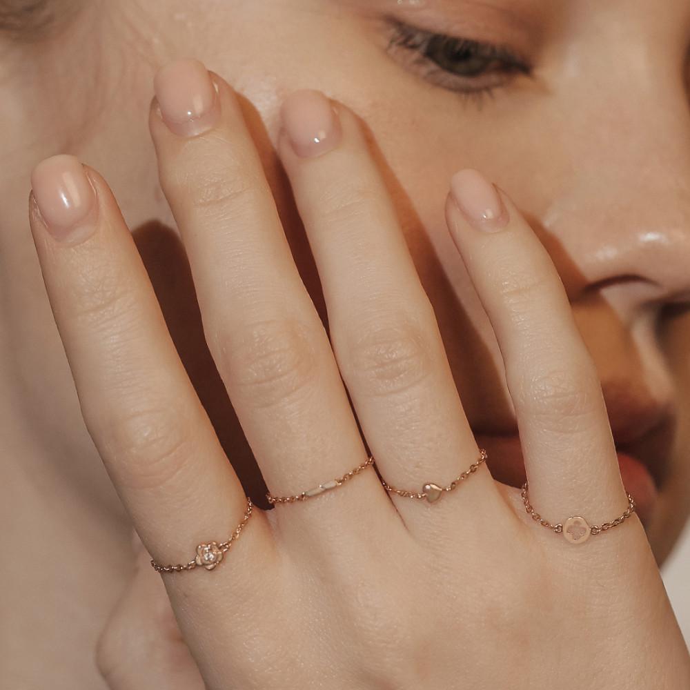 14K 장식 체인 애끼 반지 31종 - 금 레이어드 우정 실반지