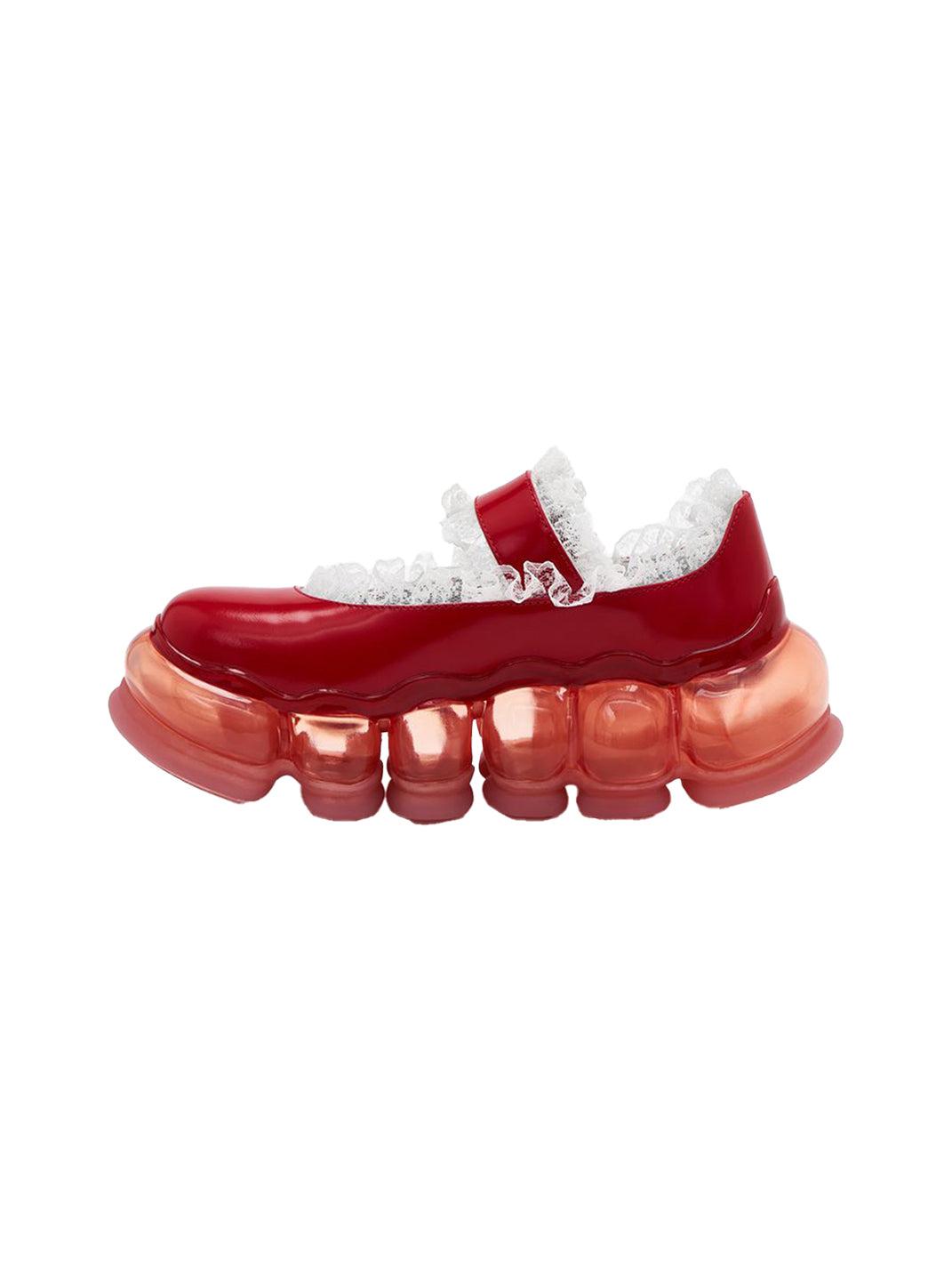 Lace Chunky Mary Jane Color Strap Shoes-Red - Red / US 3.5 MEN / US 5 WOMEN = IT 35