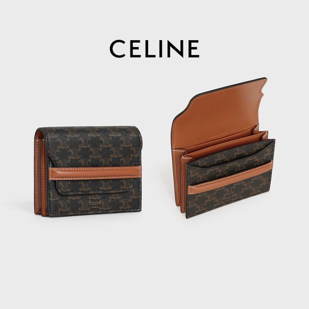 셀린느 트리오페 캔버스 비지니스 카드 홀더 지갑 탄 10E242BZ9.04LU