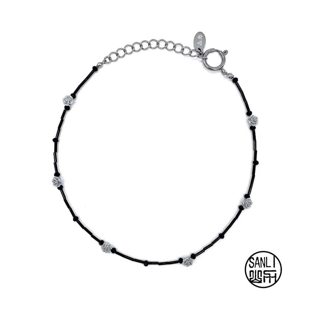 Silver rose choker