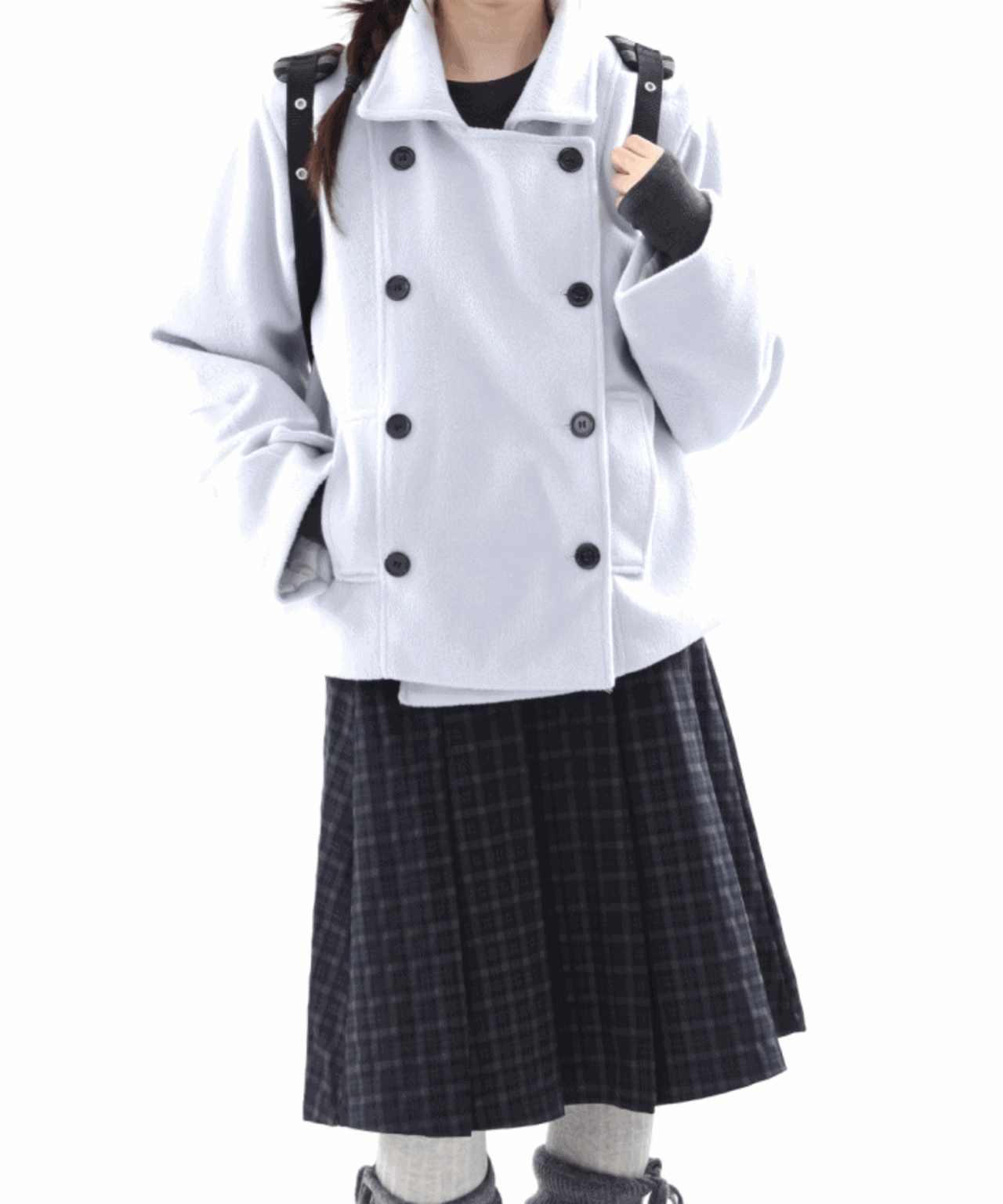 더블 카라 하프 코트