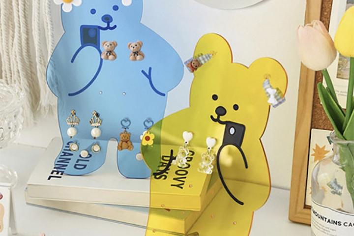 곰돌이 투명 아크릴 귀걸이 액세사리보관함