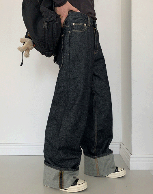 엔시오 롤업 생지 데님 팬츠