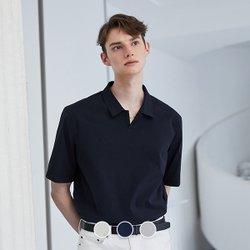 [썸머시즌오프][컨셉원] 043505 나일론 슬릿넥 반팔 셔츠