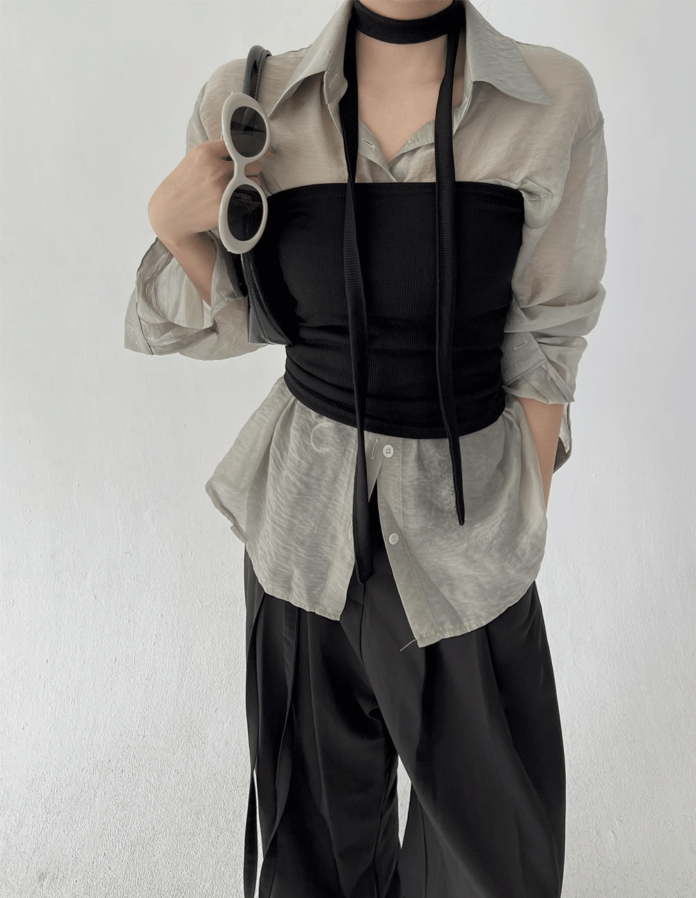 스카프 골지 탑 세트 - TOP