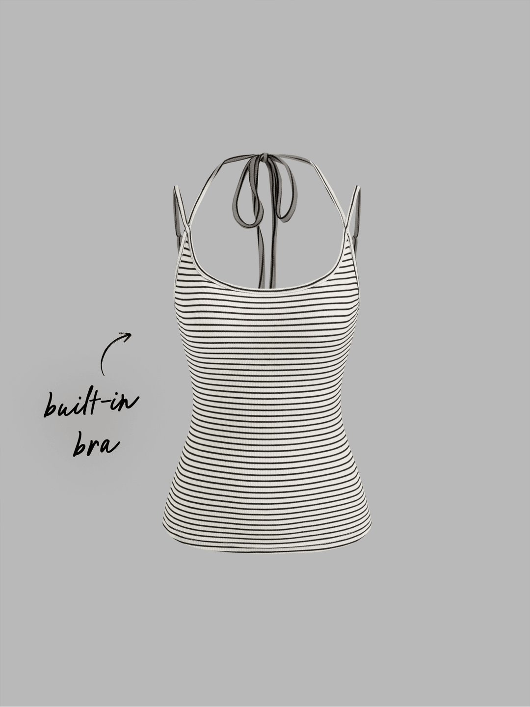 Built-in Bra U-neckline Stripe Knotted Cami Top