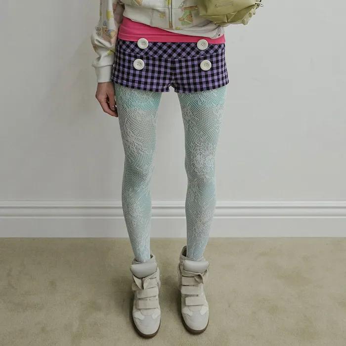 New Emo Gingham Micro Shorts Purple